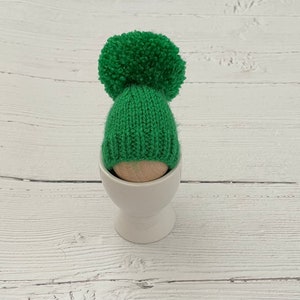 Kelly green egg cosy, knitted egg cosies, stocking filler, Christmas gift