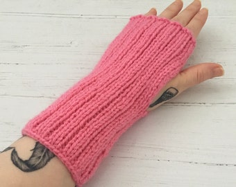 Bubblegum pink hand knitted wristwarmers, Christmas gift, birthday gift, secret Santa ideas