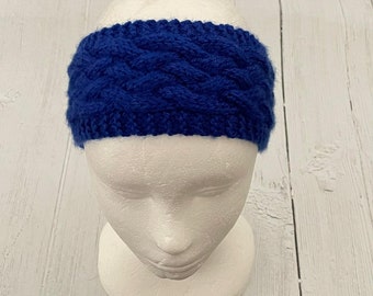 Royal blue cable knit headband/ear warmer, ladies headband, hair accessory, stocking filler, gift for her