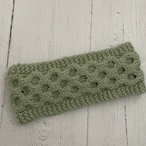 Pistachio green cable knit headband, honeycomb headband, secret Santa, stocking filler