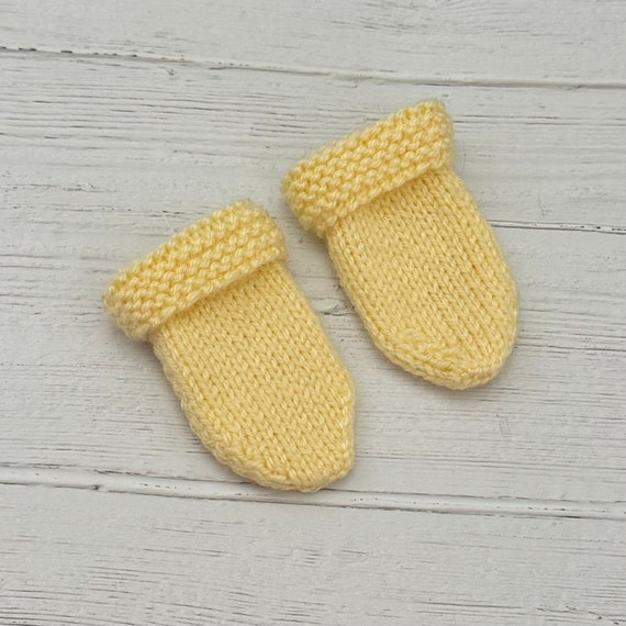 Yellow Scratch Mittens Hand Knitted Thumbless Mittens for Newborn baby Shower Gift Etsy