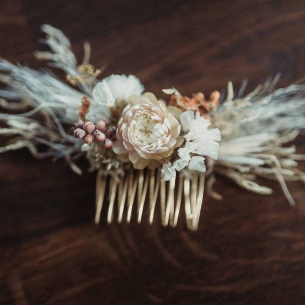 Haarkamm aus Trockenblumen Hochzeit, Haarschmuck