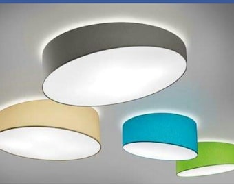 Handmade Drum Lampshade Flushmount Assymetrical CeilingLamp in various colors,Drum Flushmount Light, Urban minimalistic Design Ceiling Lamp