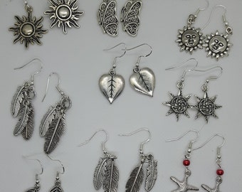 Sélection de boucles d’oreilles en argent tibétain avec 925 crochets d’argent