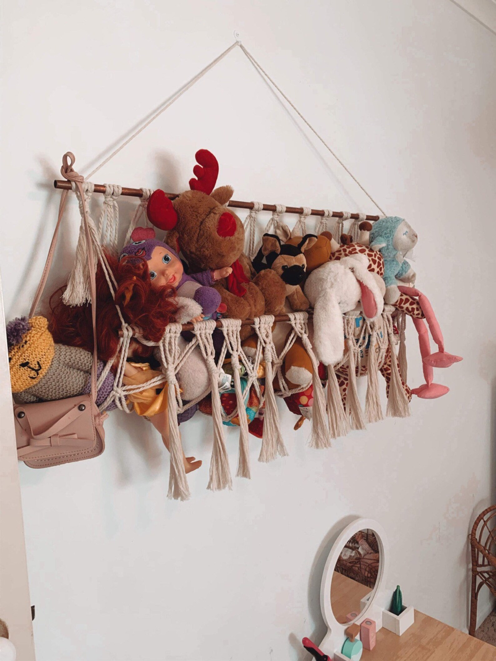 Macrame Toy Hammock Nursery Stuffed Toy Storage Bohemian Wall Etsy