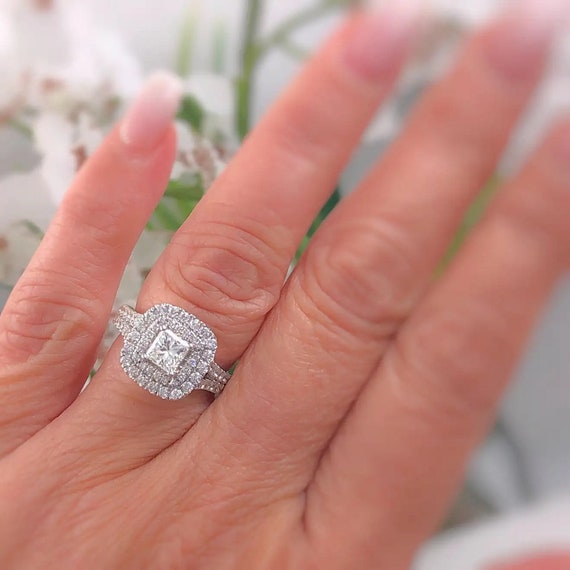 2.20 CTTW Vera Wang Love Split Shank Double Halo Diamond Engagement Ring |  New York Jewelers Chicago