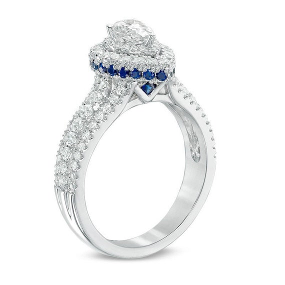 Zales Previously Owned - Vera Wang Love Collection 1-1/3 CT. T.w.  Emerald-Cut Diamond Frame Engagement Ring in 14K White Gold | CoolSprings  Galleria