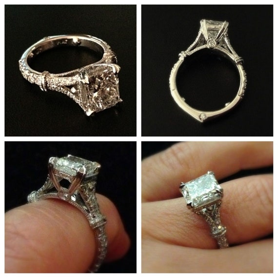 Circa 1920s Retro Vintage Style Art Deco Princess Cut Diamond Engagement Ring Solitaire Diamond Perfect Wedding Anniversary Rings For Her