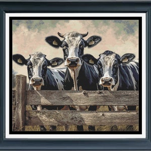 PDF counted cross stitch pattern - Black and White Cows. Printable instant digital download. Pattern Keeper app compatible.