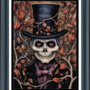 PDF counted cross stitch pattern - Halloween Vines Skull. Printable instant digital download. Pattern Keeper compatible.