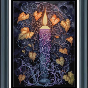 Padrão de ponto cruz contado em PDF - Halloween Vines Candle. Download digital instantâneo para impressão. Compatível com Pattern Keeper.