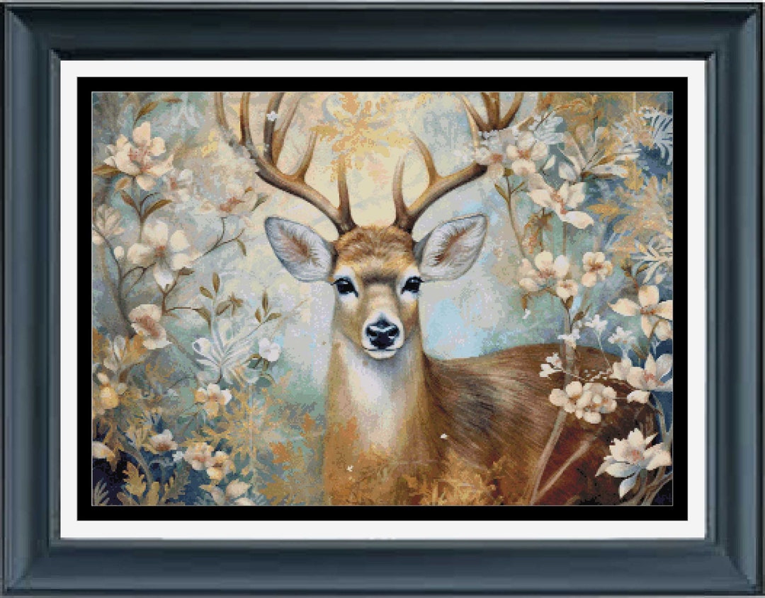 PDF Counted Cross Stitch Pattern Christmas Animals STAG. Printable