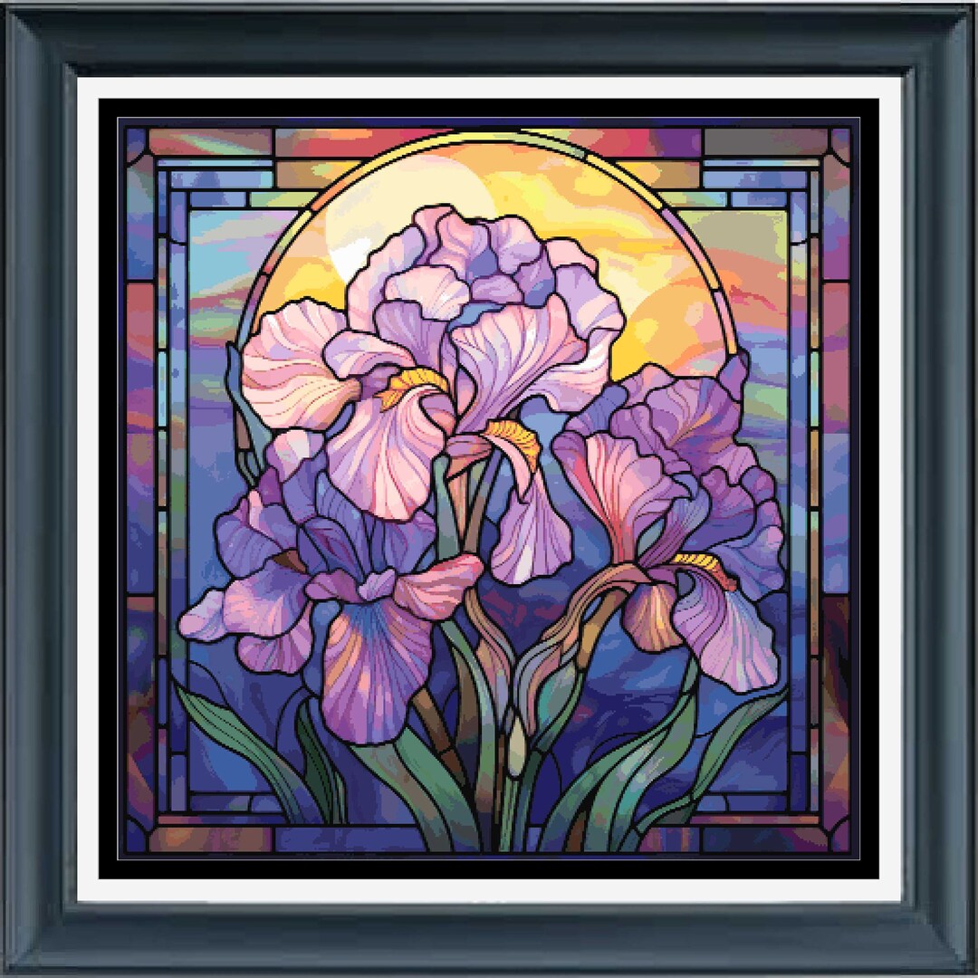 PDF Counted Cross Stitch Pattern - Birth Flower February Iris ...