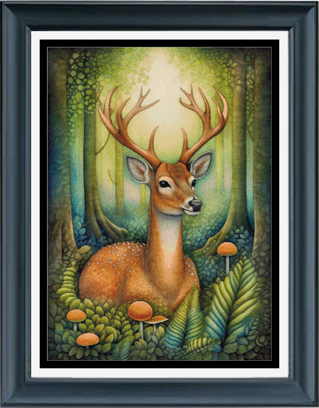 PDF Counted Cross Stitch Pattern - Boho Forest Animals Deer. Printable ...