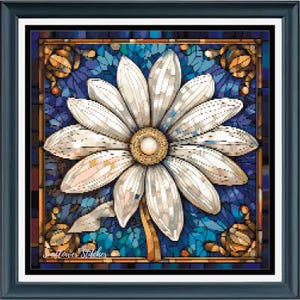 PDF counted cross stitch pattern - SMALL Stained Glass Daisy. Printable digital download. Pattern Keeper compatible.