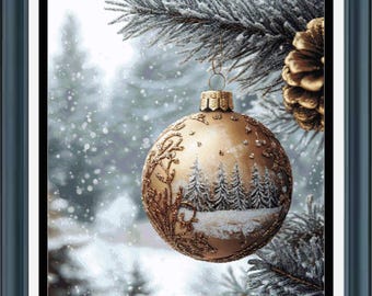 PDF counted cross stitch pattern - Christmas Bauble. Printable instant digital download. Pattern Keeper compatible.