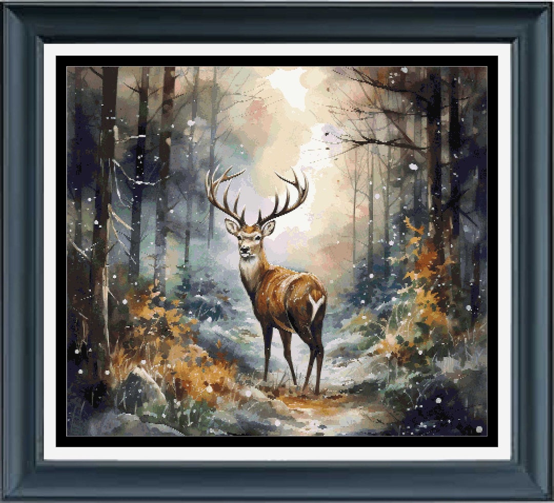 PDF Counted Cross Stitch Pattern - Winter Deer. Printable Instant ...