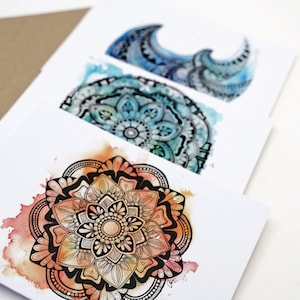 Watercolour Greeting Card – Handmade Recycled Paper, Eco-Friendly Envelope, Lotus, Frangipani, Butterfly, Bali Temple Art
