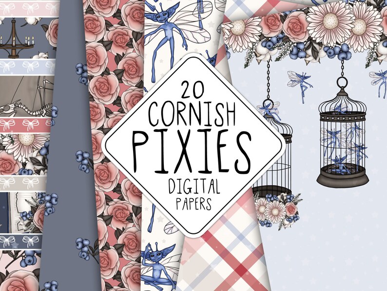 Cornish Pixies Digital Paper Pack | Etsy