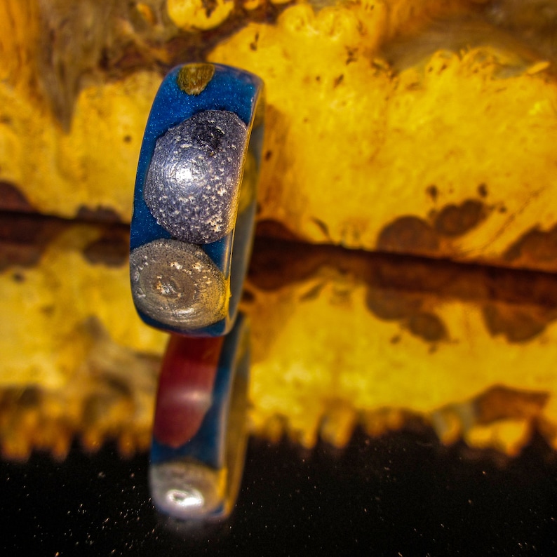 4723 Stabilized Maple Burl Hand Carved Turned Wood Ring Handmade Jewelry Wooden Ring Steel wood Ring