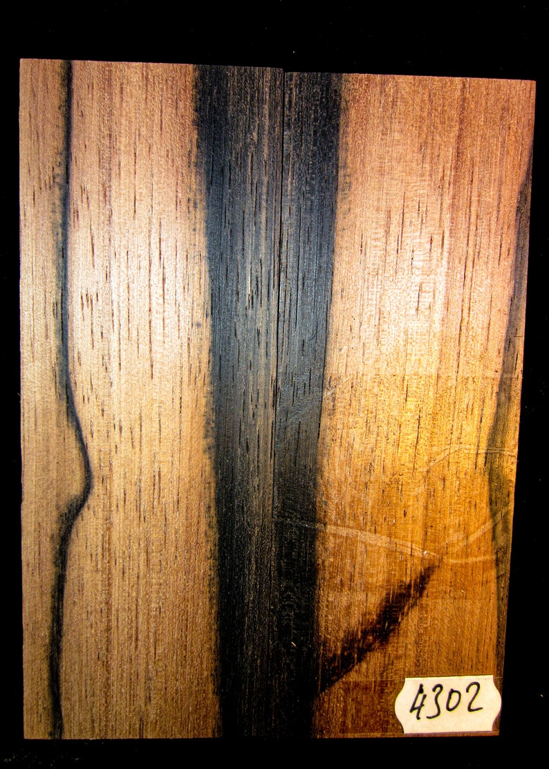 4302 Macassar Ebony Wood bookmatched figured knife scales turnin