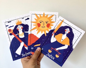 Tarot Cards Art - 3 Postcards combo