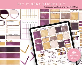 Planner Stickers | Goodnotes Stickers | Digital Sticker Pack | Journal Stickers | Get It Done Sticker Kit
