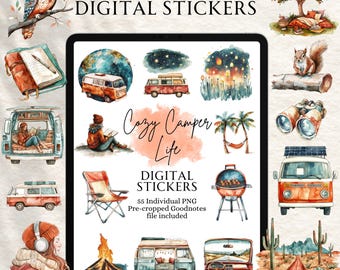 Camping Stickers | Campervan Stickers | Digital planning | Planner Stickers | Precropped Goodnotes | Cozy Camper Life Stickers