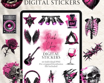 Punk Stickers | Punk Rock Stickers | Digital planning | Planner Stickers | Precropped Goodnotes | Punk Chic Stickers
