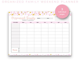 The Ultimate Organized Family Weekly Calendar.Family Organizer. Printable A4 and A5 PDF.