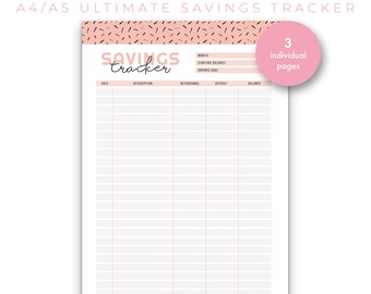 The Ultimate Savings Tracker. Finance Planner, Financial Planner, A5 Printable Planner Inserts, Savings Planner Insert, Printable PDF