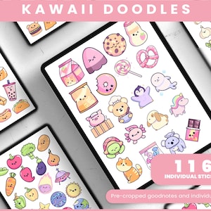 Goodnotes Stickers | Planner Stickers | Digital planning | Planner Stickers | Precropped Goodnotes | Kawaii Doodles Everyday Stickers