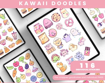 Goodnotes Stickers | Planner Stickers | Digital planning | Planner Stickers | Precropped Goodnotes | Kawaii Doodles Everyday Stickers