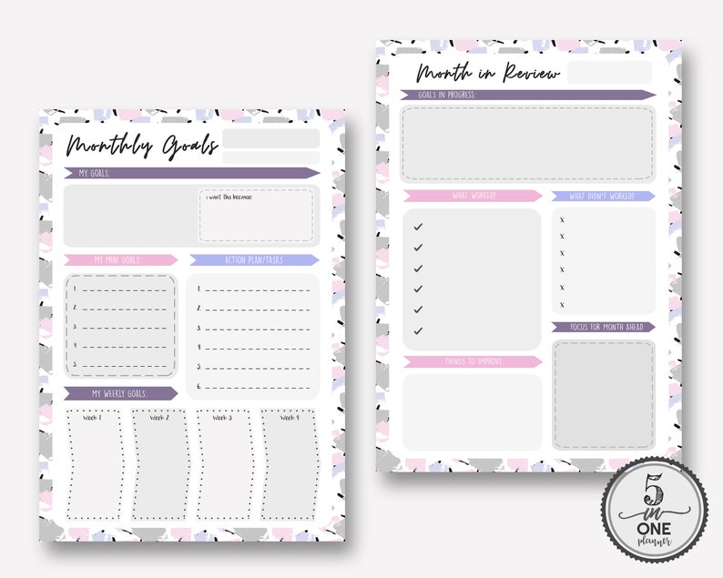 The 5 in 1 Essential Goal Setting Planner.Goal Planner Insert,Goal Worksheets, Goal Planner 2019. Goal Tracker Printable, Productivity image 4