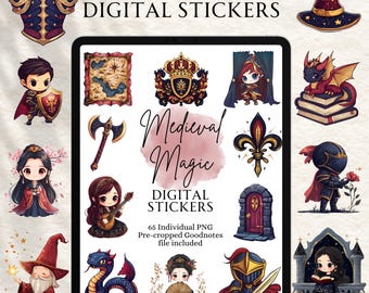 Medieval Stickers | Chibi Stickers | Cute Stickers | Digital planning | Planner Stickers | Precropped Goodnotes | Medieval Magic Stickers
