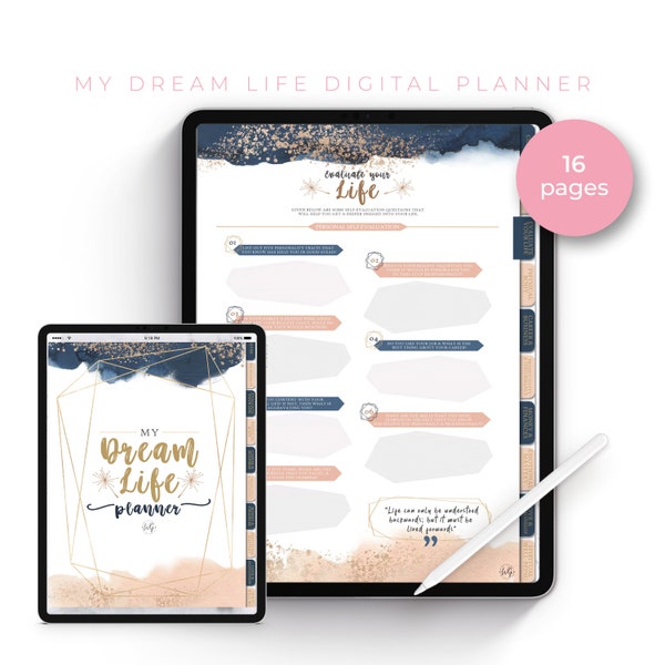 Life Planner | Digital Planner | Digital Planner Stickers | Happy life Planner | Goal Planner | Undated Planner | My Dream Life Planner