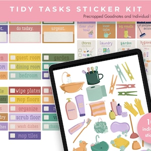 Digital Planner Stickers | Digital Stickers | Goodnotes Digital Stickers | Goodnotes Stickers | Journal Stickers | Tidy Tasks