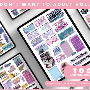 Goodnotes Stickers | Planner Stickers | Digital planning | Planner Stickers | I Dont Want to Adult Vol 2 Everyday Stickers