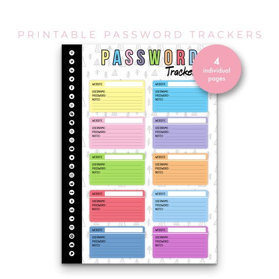 Password Tracker Printable PDF. Password Tracker. Password Etsy