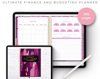 Ultimate Finance and Budget Planner in Purple Rose Gold - Middle Spiral | Digital Download - Goodnotes, iPad, Android