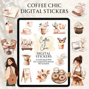 Coffee Stickers | Coffee Lover Stickers | Digital planning | Planner Stickers | Precropped Goodnotes | Coffee Chic Stickers