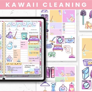 Goodnotes Stickers | Planner Stickers | Digital planning | Planner Stickers | Precropped Goodnotes | Kawaii Cleaning Cute stickers