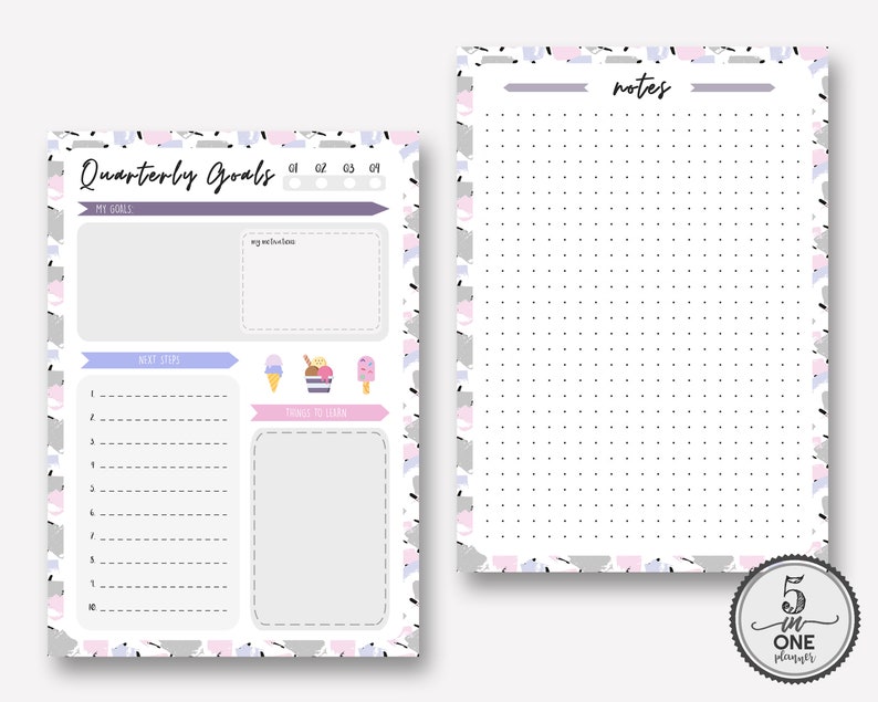 The 5 in 1 Essential Goal Setting Planner.Goal Planner Insert,Goal Worksheets, Goal Planner 2019. Goal Tracker Printable, Productivity image 5