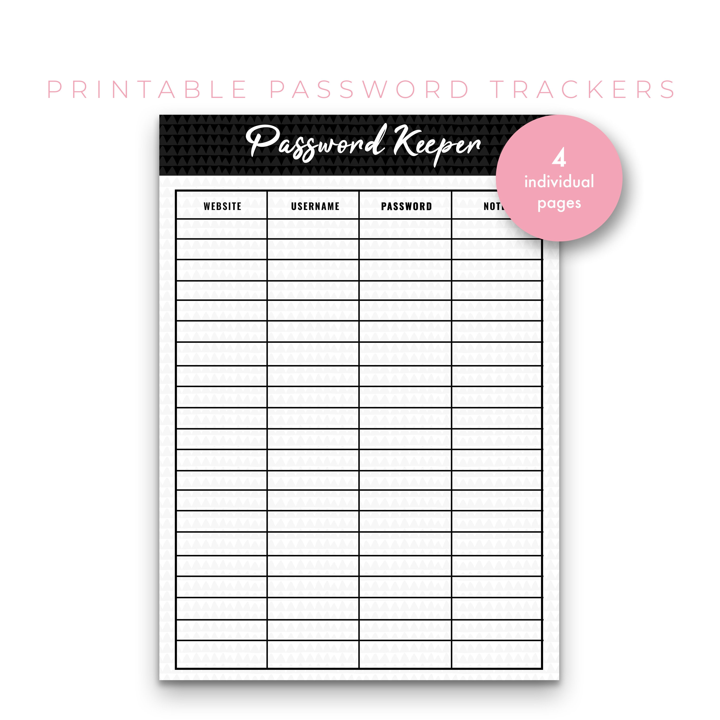 Password Tracker Printable PDF. Password Tracker. Password Etsy