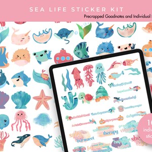 Digital Planner Stickers | Digital Stickers | Goodnotes Digital Stickers | Journal Stickers | Sea Life Sticker Kit