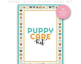 The Ultimate 10 in 1 Puppy Care Kit. Dog Vet, Vaccinations, Food. Printable PDF A4 and A5. Puppy Checklist