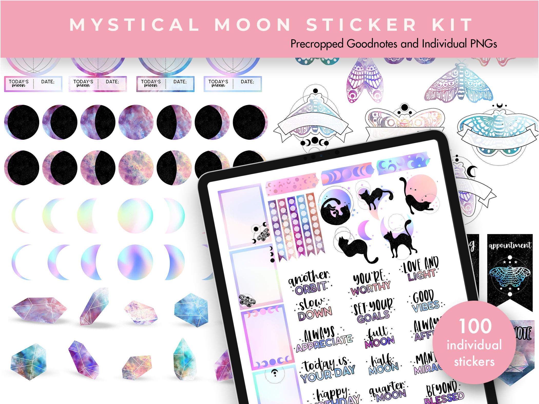 Bullet Journal Autocollants imprimables, Celestial Magic Moon Clipart,  Cricut Design Stickers, Digital Stickers Goodnotes -  France