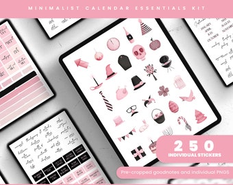 Digital Stickers | Planner Stickers | Digital Planning| Goodnotes Stickers | Precropped Goodnotes | Minimalist Calendar Functional Stickers