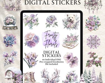 Floral Stickers | Flower Stickers | Digital planning | Planner Stickers | Precropped Goodnotes | Frosty Florals Stickers