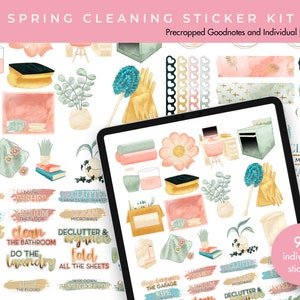 Plannerstickers | Goodnotes-stickers | Goodnotes-stickers | Dagboekstickers | Stickerset lenteschoonmaak